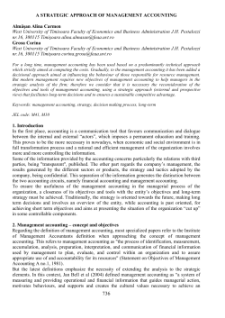 A STRATEGIC APPROACH OF MANAGEMENT ACCOUNTING