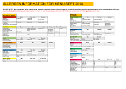 allergen information for menu sept 2014