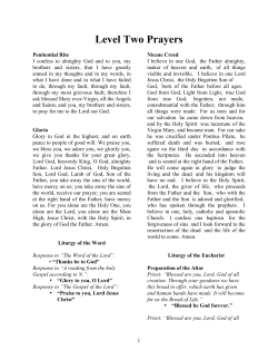 Level Two Prayers - St. Anthony, New Bedford