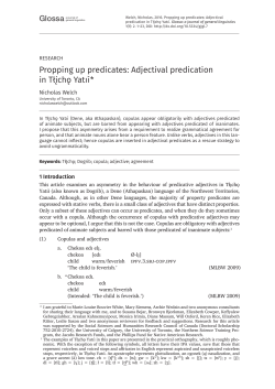 Propping up predicates: Adjectival predication in Tłįchǫ Yatı&igrave;