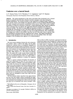 Undertow over a barred beach