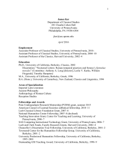 ker cv 2016 aug - Department of Classical Studies