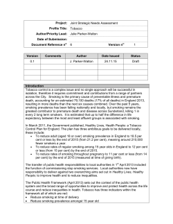Project: Joint Strategic Needs Assessment Profile Title: Tobacco