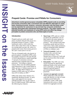 Prepaid Cards: Promise and Pitfalls for Customers