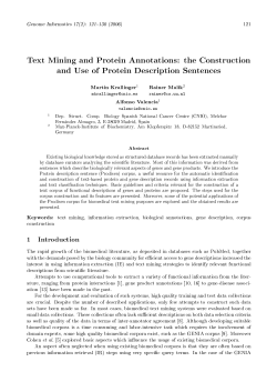 Text Mining and Protein Annotations: the Construction and Use of