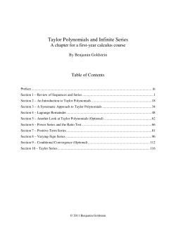 Taylor Polynomials and Infinite Series