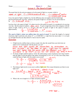 Lesson 4 - The Speed of Light Exercises