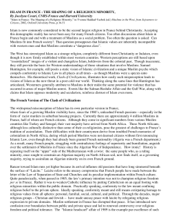 ISLAM IN FRANCE : THE SHAPING OF A RELIGIOUS MINORITY