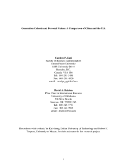 Generation Cohorts and Personal Values: A Comparison of China