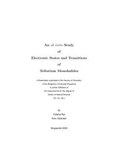 An ab initio Study of Electronic States and Transitions of Tellurium