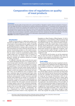 Comparative view of regulations on quality of meat products