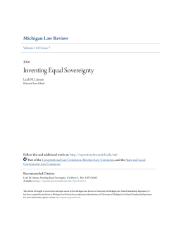 Inventing Equal Sovereignty - University of Michigan Law School