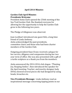 April 2014 Minutes Garden Club April Minutes Presidents Welcome