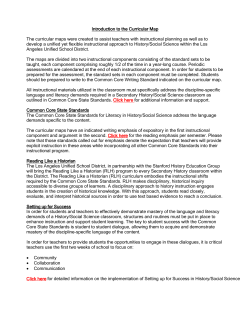 Introduction to the Curricular Map The curricular maps were created