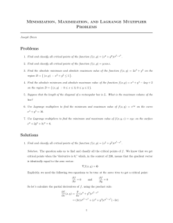 Minimization, Maximization, and Lagrange Multiplier Problems
