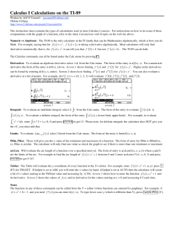 Calculus I Calculations on the TI-89
