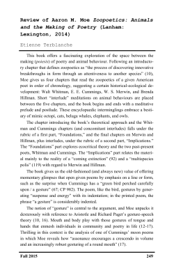 Review of Aaron M. Moe Zoopoetics: Animals and the Making of