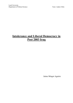 Intolerance and Liberal Democracy in Post 2003 Iraq