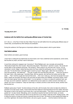 Audience with the faithful from earthquake