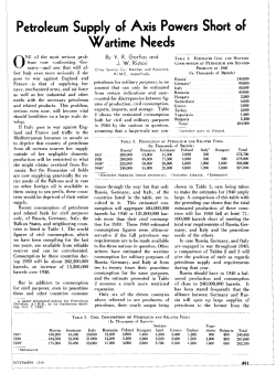 Petroleum Supply of Axis Powers Short of Wartime Needs