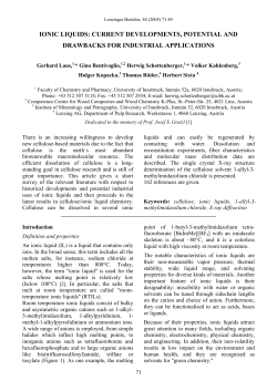 ionic liquids: current developments, potential