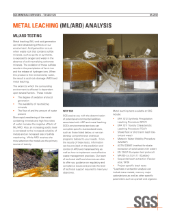 METAL LEACHING (ML/ARD) ANALYSIS