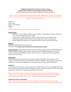 ENWR106 College Writing II: Writing and Literary Study Making