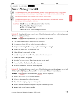 Subject-Verb Agreement D