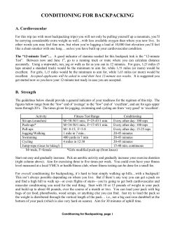 CO DITIO I G FOR BACKPACKI G