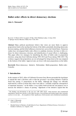 Ballot order effects in direct democracy elections