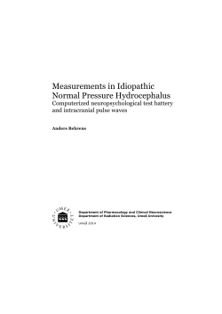 Measurements in Idiopathic Normal Pressure Hydrocephalus