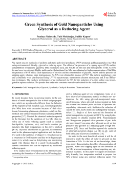 Green Synthesis of Gold Nanoparticles Using Glycerol
