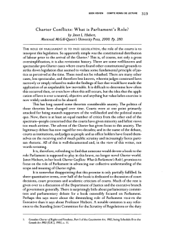 Charter Conflicts: What is Parliament`s Role?