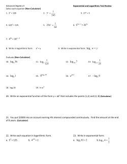 Exponents and Logarithms Test Review 2016