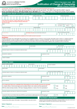 Notification of Change of Ownership Vehicle Licence Transfer (Form