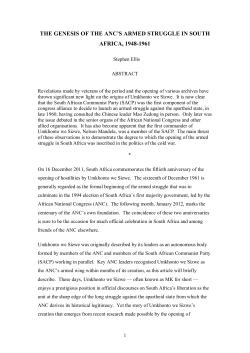 the genesis of the anc`s armed struggle in south africa, 1948-1961
