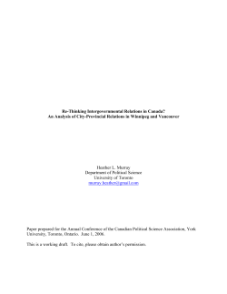 Rethinking Intergovernmental Relations in Canada