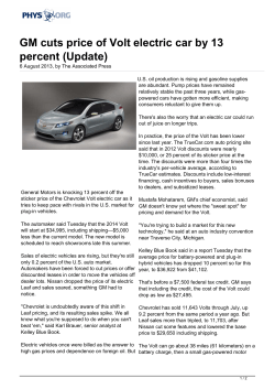 GM cuts price of Volt electric car by 13 percent (Update)