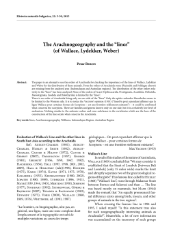 The Arachnogeography and the &ldquo;lines&rdquo; (of Wallace, Lydekker, Weber)