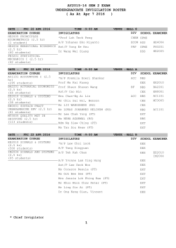 Apr 7 2016 UNDERGRADUATE INVIGILATION ROSTER ( As At