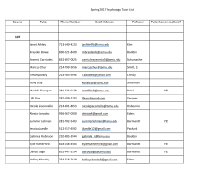 Spring 2017 Psychology Tutor List Course Tutor Phone Number