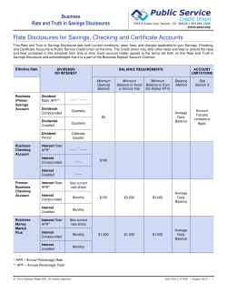Rate Disclosures for Savings, Checking and Certificate Accounts