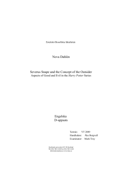 Nova Dahl&eacute;n Severus Snape and the Concept of the