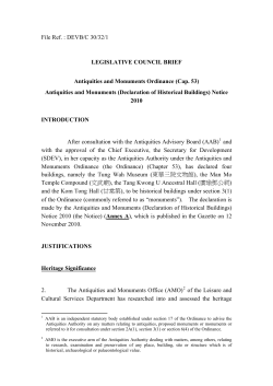 DEVB/C 30/32/1 LEGISLATIVE COUNCIL BRIEF Antiquities and
