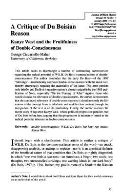 A Critique of Du Boisian Reason: Kanye West and the Fruitfulness of