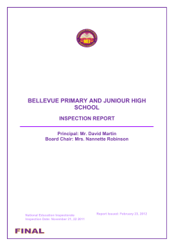 BELLEVUE PRIMARY AND JUNIOUR HIGH SCHOOL INSPECTION