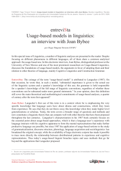 entreviSta Usage-based models in linguistics: an