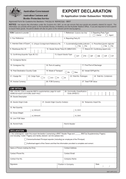 B957 - Export declaration or Application Under Subsection 162A