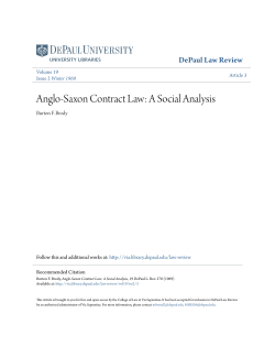 Anglo-Saxon Contract Law: A Social Analysis