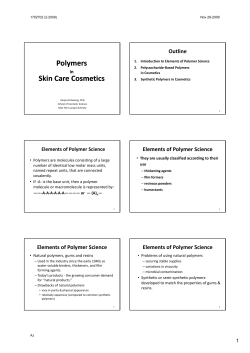 Polymers Skin Care Cosmetics